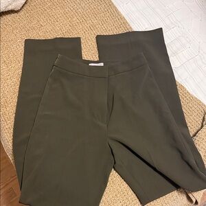 Women's Olive Green Wide-Leg Dress Pants